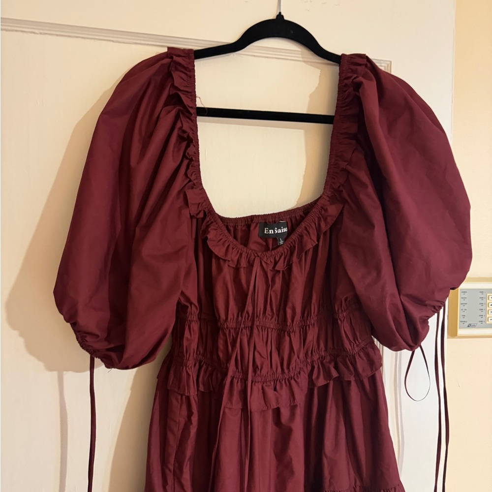 En Saison burgundy midi dress